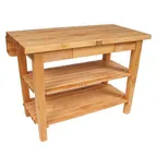 image of John Boos KIB02-O Kitchen Island Bar w/ Northern Hard Rock Maple, 2 Slatted Undershelves