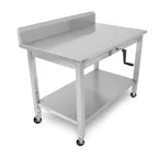 image of John Boos LT6R5-3048SSW-C 48" Open Base Work Table with Undershelf & Casters, 5" B.splash / ADA