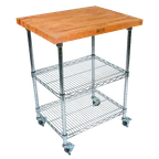 image of John Boos MET-CWC-1-X Metropolitan Wire Cart w/ 2 Adjustable Chrome Wire Shelves 