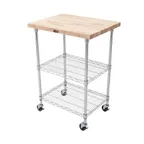 image of John Boos MET-MWC-1 Maple Top 2 Shelf Metropolitan Chrome Wire Cart
