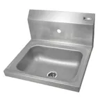 image of John Boos PBHS-W-1410-1 17" Wall Mounted Hand Sink without Faucet - with Single Splash Hole