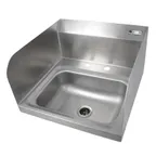image of John Boos PBHS-W-1410-2DM-SSLR 17" Wall Mounted Hand Sink without Faucet-w/3 Splashes-Deck Holes