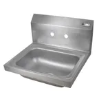 image of John Boos PBHS-W-1410-8OC 17" Wall Mounted Hand Sink without Faucet - with Double Splash Holes