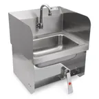 image of John Boos PBHS-W-1410-KV1MB-SS 17" Wall Mounted Hand Sink w/Hands Free Faucet & Knee Valve-3 Splash