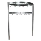 image of John Boos PRB03 67" Stainless Steel Triple Bar Table Mounted Pot Rack with 18 Double Prong Hooks