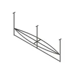 image of John Boos PRB04-C 91" Stainless Steel Triple Bar Ceiling Hung Pot Rack with 24 Double Prong Hooks, Boat Shaped