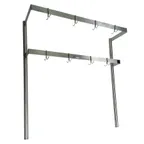 image of John Boos PRD2 55" Stainless Steel Double Bar Table Mounted Pot Rack with 10 Double Prong Hooks
