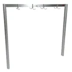 image of John Boos PRS3 67" Stainless Steel Single Bar Table Mounted Pot Rack with 6 Double Hooks