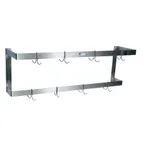 image of John Boos PRW24 96" Stainless Steel Double Bar Wall Mounted Pot Rack with 16 Double Hooks