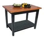 image of John Boos RN-C4824-S Le Classique Table w/ 1 1/2" Thick  Edge Grain Top, 1 Black Slatted Undershelves