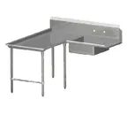 image of John Boos SDT6-I6048SBK-L Soiled "L" Shaped Dishtable w/ Left Table, Island Design, 10" Backsplash