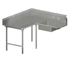 image of John Boos SDT6-K6084SBK-L Soiled "L" Shaped Dishtable w/ Left Table, Corner Design, 10" Backsplash