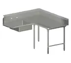 image of John Boos SDT6-K6096SBK-R Soiled "L" Shaped Dishtable w/ Right Table, Corner Design, 10" Backsplash