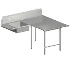image of John Boos SDT6-L70108SBK-R Soiled "L" Shaped Dishtable w/ Right Table, Landing Design, 10" Backsplash