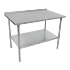image of John Boos ST6R1.5-3036SSW 36" Open Base Work Table with Undershelf, 1-1/2" Backsplash / 16 Gauge Top