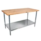 image of John Boos TNS12 Work Table, Wood Top, 120"W X 30"D X 35-3/4"H Overall Size