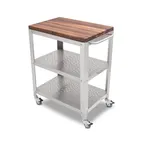 image of John Boos WAL-CU-CULART30 Cucina Culinarté Cart, 30"W x 18-1/8"D x 36"H, Black Walnut, Removable Cutting Board, Stainless Steel Base
