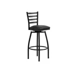 image of JMC Furniture BOGGS CLEAR COAT BARSTOOL VINYL with Ladder Back, Vinyl Seat, Clear Coat Finish, Metal Frame
