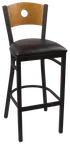 image of JMC Furniture CIRCLE SERIES BARSTOOL VINYL with Wood Back, Black Coat Finish, Metal Frame