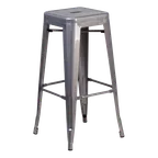 image of JMC HUDSON SERIES BARSTOOL (BACKLESS) – Stacking Metal Seat, All-Metal Frame, Clear Coat Finish, Foot Rest