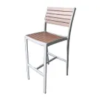 image of JMC Furniture OUTDOOR MALLORY BARSTOOL TAN Armless Aluminum Barstool with Tan Synthetic Teak Seat & Back