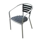 image of JMC Furniture OUTDOOR PINZON BLACK ARMCHAIR Stackable Aluminum Frame Synthetic Teak Ladder Back
