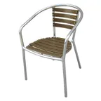 image of JMC Furniture OUTDOOR PINZON TAN ARMCHAIR Stacking Armchair, Tan Synthetic Teak, Aluminum Frame, Ladder Back