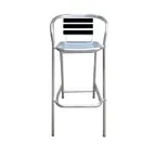 image of JMC Furniture OUTDOOR PINZON TAN BARSTOOL Aluminum Pinzon Barstool with Tan Synthetic Teak Back & Seat, Ladder Back Style