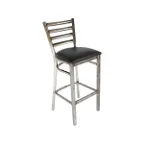 image of JMC Furniture WHITE HORSE BARSTOOL WOOD with Ladder Back, Metal Frame, Black Powder Coat Finish, Vinyl Seat