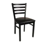 image of JMC Furniture WHITE HORSE CHAIR VINYL Ladder Back Side Chair, Vinyl Upholstered Seat, Metal Frame with Black Powder Coat Finish