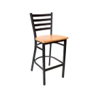 image of JMC Furniture WHITE HORSE CLEAR COAT BARSTOOL WOOD with Ladder Back, Wood Seat, Metal Frame, Clear Coat Finish