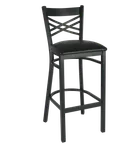image of JMC Furniture X SERIES BARSTOOL VINYL with Cross Back, Metal Frame, Black Powder Coat Finish, Vinyl Seat