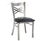 image of JMC Furniture X SERIES CHAIR CLEAR COAT VINYL Indoor Chair with Cross Back and Vinyl Seat, Metal Frame