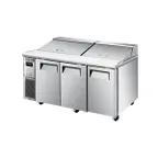 image of Turbo Air JST-72-N 70" Three Section Sandwich / Salad Prep Table w/ 3 Doors, 18 Pans