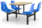 image of JustChair CLUS-IS-4S-BB Cluster Table Unit, Rectangular 24" x 42", Island Style, 4 Bucket Swivel Seats, Welded Steel Frame, Black, Laminated Top, Sold per Set