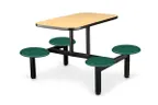 image of JustChair CLUS-IS-4S-BS Cluster Table Unit, 24" x 42", Island Style, 4-Seat, Black, Welded Steel Frame, Laminated Top
