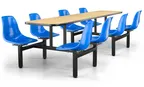 image of JustChair CLUS-IS-8S-BB Cluster Table Unit, Rectangular, 24" x 108", 1-1/8" Thick Laminated Top, Black, 8-Seat Set