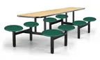 image of JustChair CLUS-IS-8S-BS Cluster Table Unit, Rectangular, 24x108, Island Style, 8-Seat, Black, Laminated Top, Welded Steel Frame