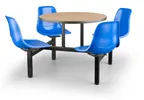 image of JustChair CLUS-RD36-4S-BB Cluster Table Unit, Round, 36Dia, Island Style, 4 Bucket Swivel Seats, Black Steel Frame, Laminated Top, Sold as Set