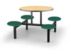 image of JustChair CLUS-RD36-4S-BS Cluster Table Unit, Round, 36 Dia, Island Style, 4 Swivel Seats, Black Steel Frame