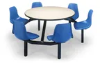 image of JustChair CLUS-RD48-6S-BB Cluster Table Unit, Round, 48 Dia, Island Style, 6 Bucket Swivel Seats, Black
