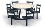 image of JustChair CLUS-RD48-6S-MB Cluster Table Unit, Round, 48 Dia, Island Style, 6 Padded Swivel Seats, Black