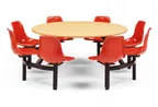 image of JustChair CLUS-RD60-8S-BB Cluster Table Unit, Round, 60Dia, Island Style, 8 Bucket Swivel Seats, Black