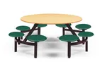 image of JustChair CLUS-RD60-8S-BS Cluster Table Unit, Round, 60 Dia, Island Style, 8 Button Style Swivel Seats, Black