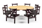 image of JustChair CLUS-RD60-8S-MB Cluster Table Unit, Round, 60Dia, Island Style, 8 Padded Swivel Seats, Black