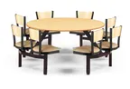 image of JustChair CLUS-RD60-8S-WB Cluster Table Unit, Round, 60Dia, Island Style, 8 Padded Swivel Chairs, Black Wood, Welded Steel Frame