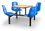 image of JustChair CLUS-SQ36-4S-BB Cluster Table Unit, Square, 36x36, Island Style, 4 Bucket Swivel Seats, Black