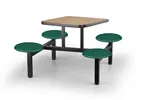 image of JustChair CLUS-SQ36-4S-BS Cluster Table Unit, Square 36x36, Island Style, 4 Button Style Swivel Seats, Black Steel Frame
