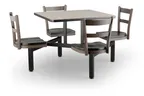image of JustChair CLUS-SQ36-4S-MB Cluster Table Unit, Square, 36x36, Island Style, 4 Padded Swivel Seats, Black
