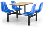 image of JustChair CLUS-SQ42-4S-BB Cluster Table Unit, Square, 42x42, Island Style, 4 Bucket Swivel Seats, Black